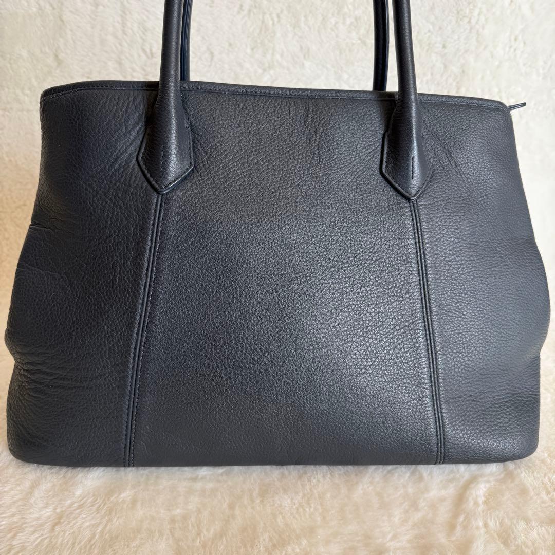 【美品】　バーニーズニューヨーク　オールレザー　トートバッグ　ネイビー　A4