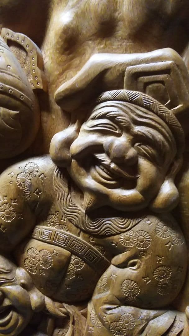 大黒様と恵比寿様 欅衝立