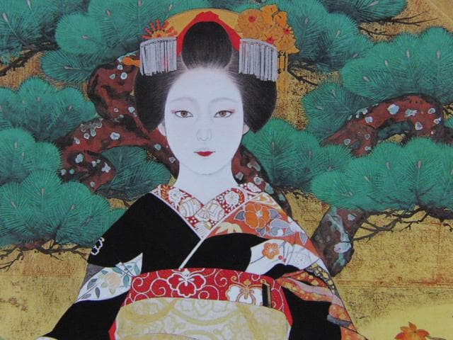 森田りえ子、舞妓・粧、希少な画集より、新品高級額装付、状態良好