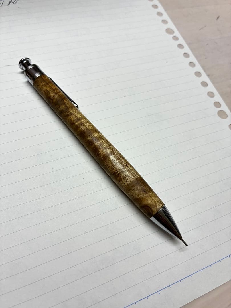 工房楔マーブルウッド　シャープペンシル　 木軸ペン　文房具シャーペン　固定式付き