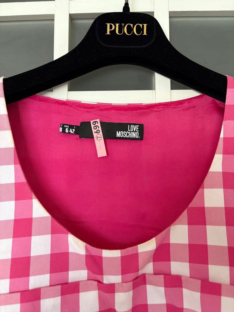 モスキーノ　ピンクチェック ノースリーブワンピース