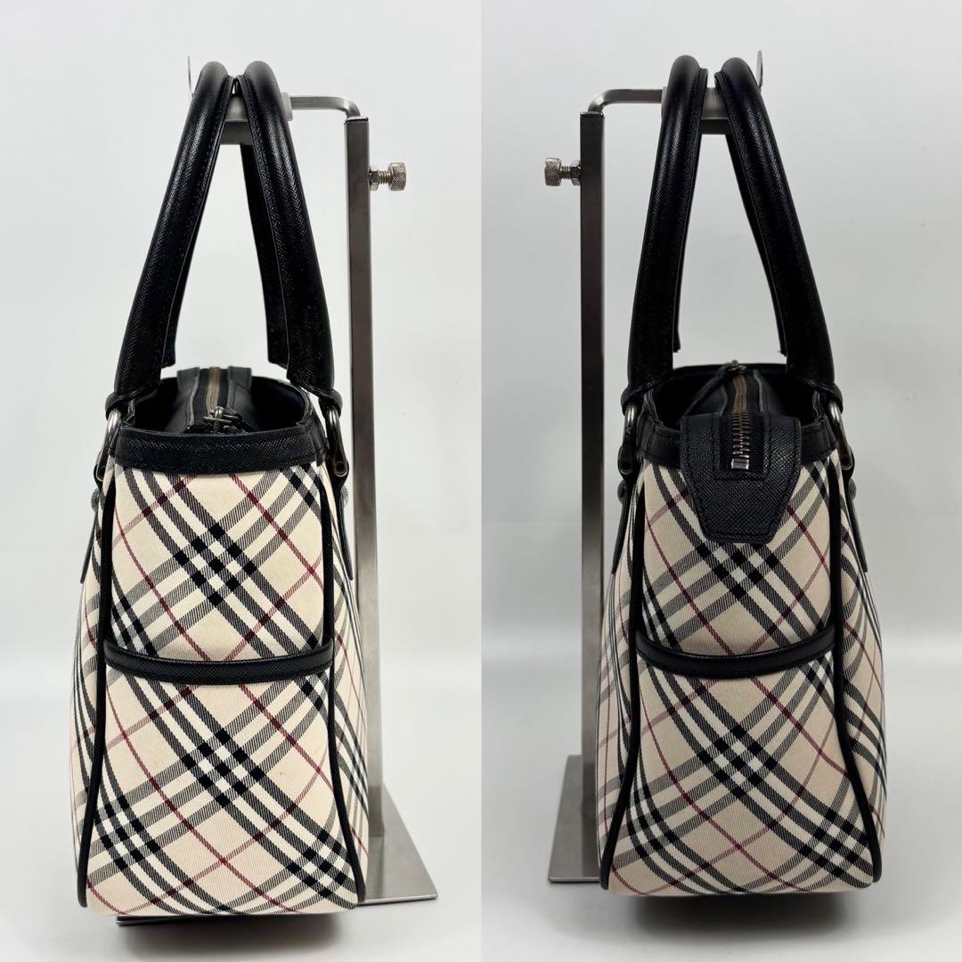 極美品 バーバリー　ハンドバッグ　キャンバス　革　スクエア　ロゴエンボス　y2k