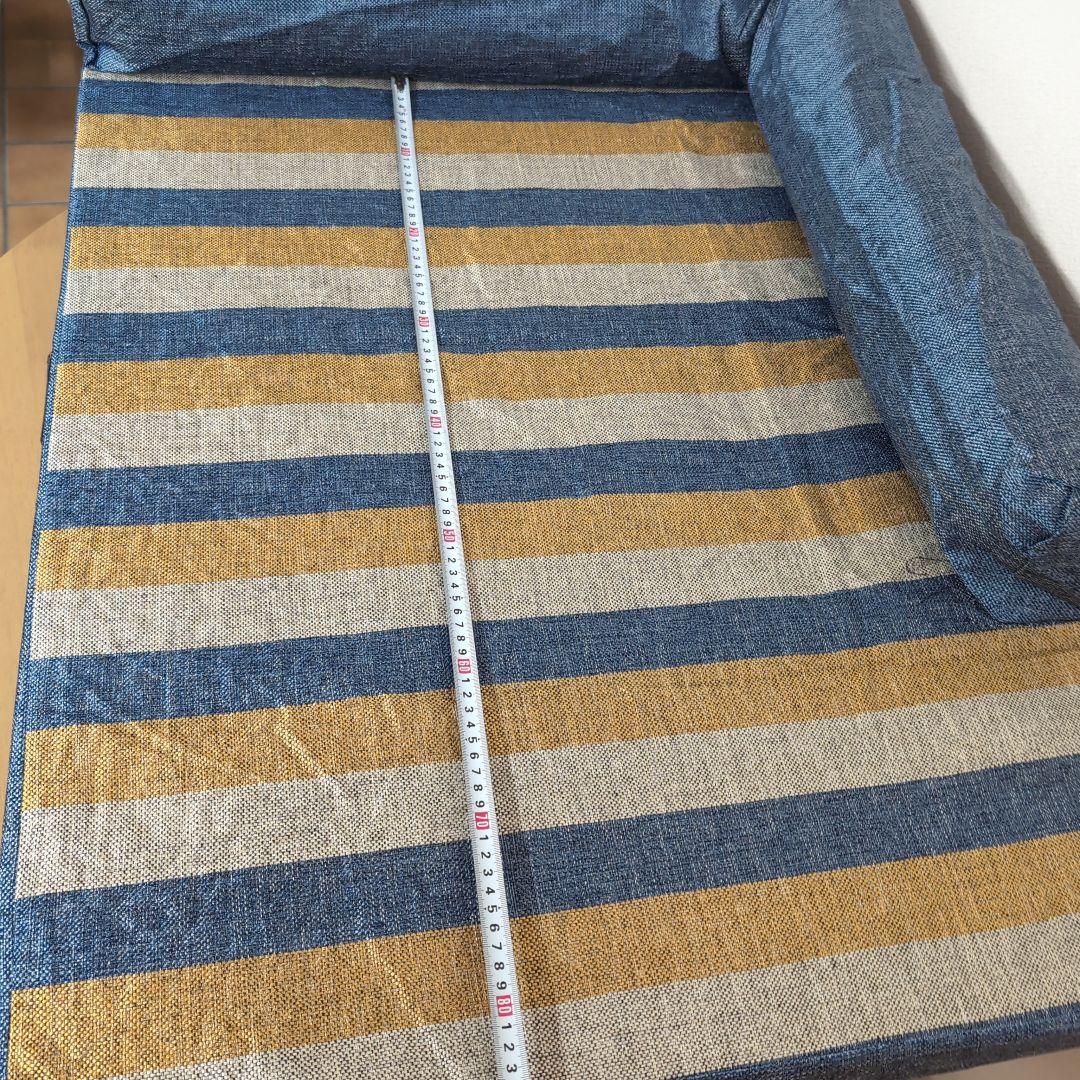 グリーンとグレーのベッドクッション 約94cm x 74cm×15cm