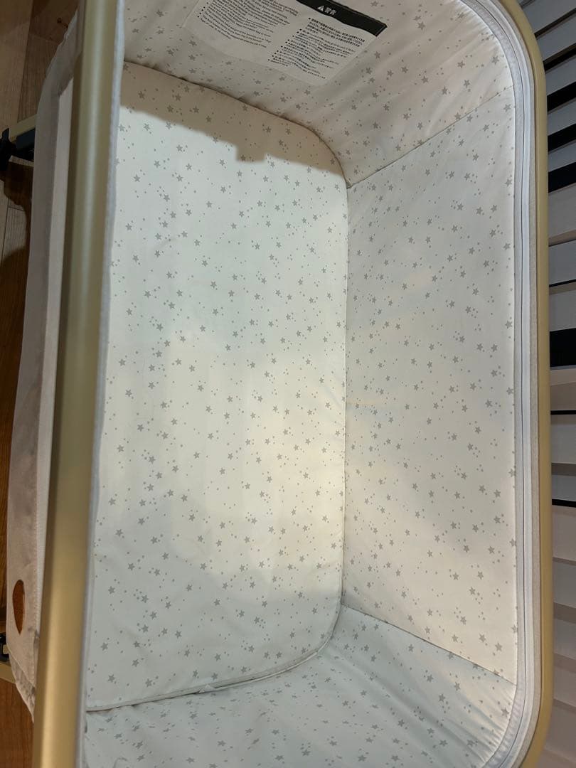 HZDMJ 折りたたみ ベビーベッド ベージュ 蚊帳付き 美品