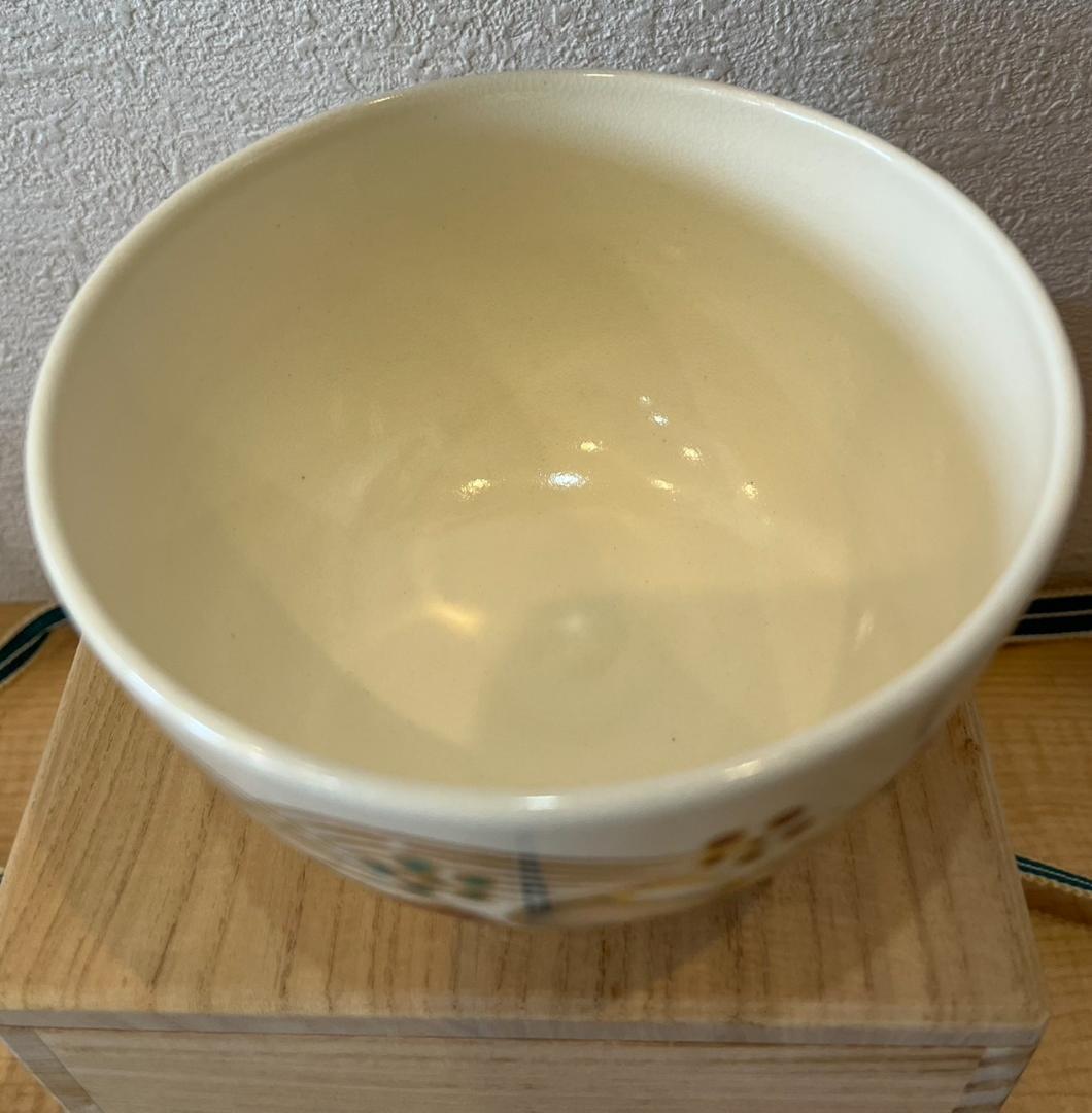 【名品】御室窯 壺々青海波 茶碗 大徳寺 福本積應書付 利休四百年記念 共箱