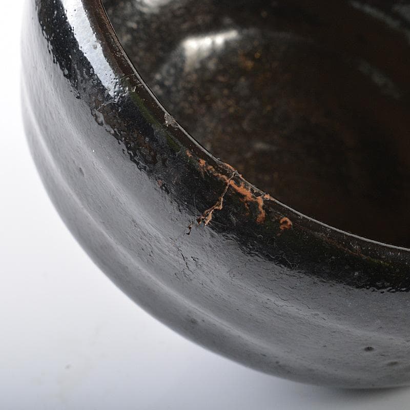 茶道具　楽吉左衛門　黒楽平茶碗　時代箱　V　R6274