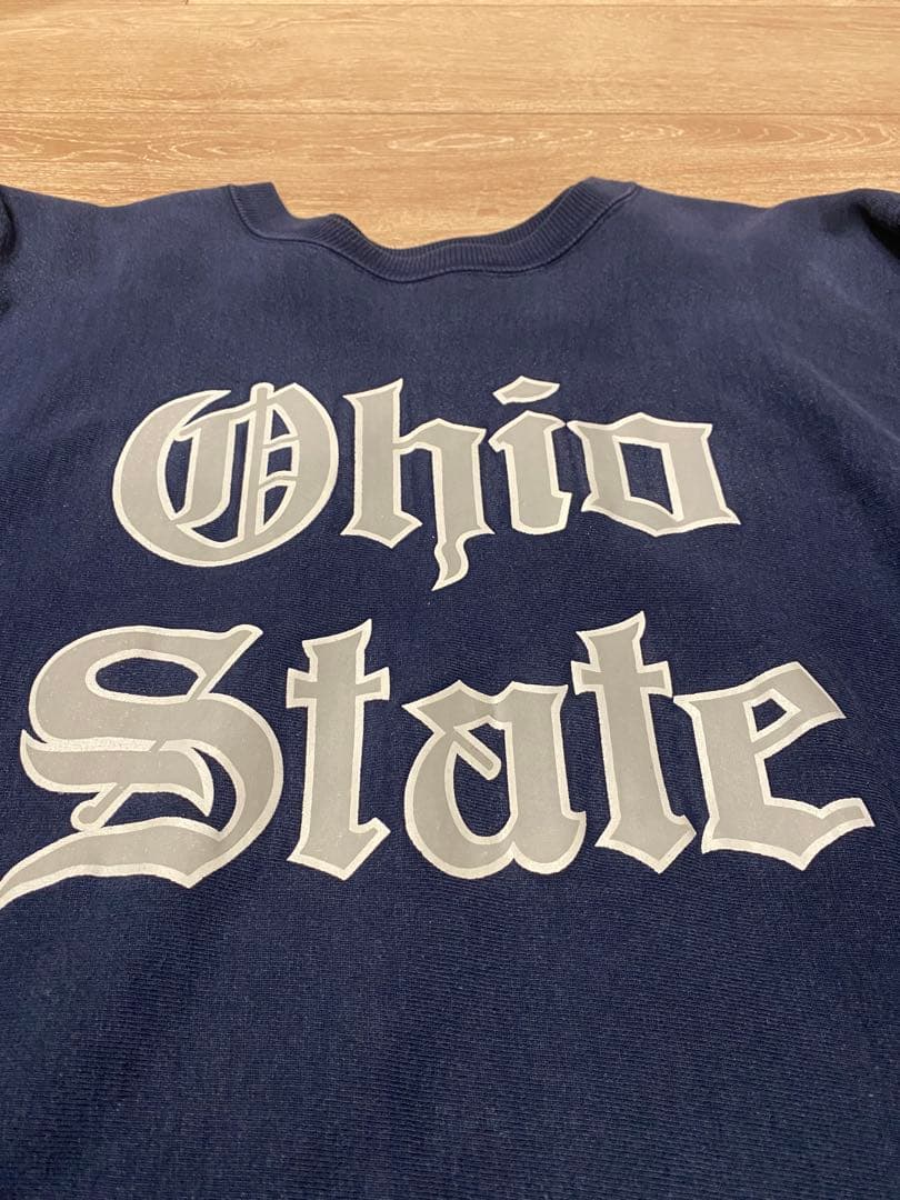 90sチャンピオンOHIO STATEリバースウィーブUSA製ネイビー紺XL