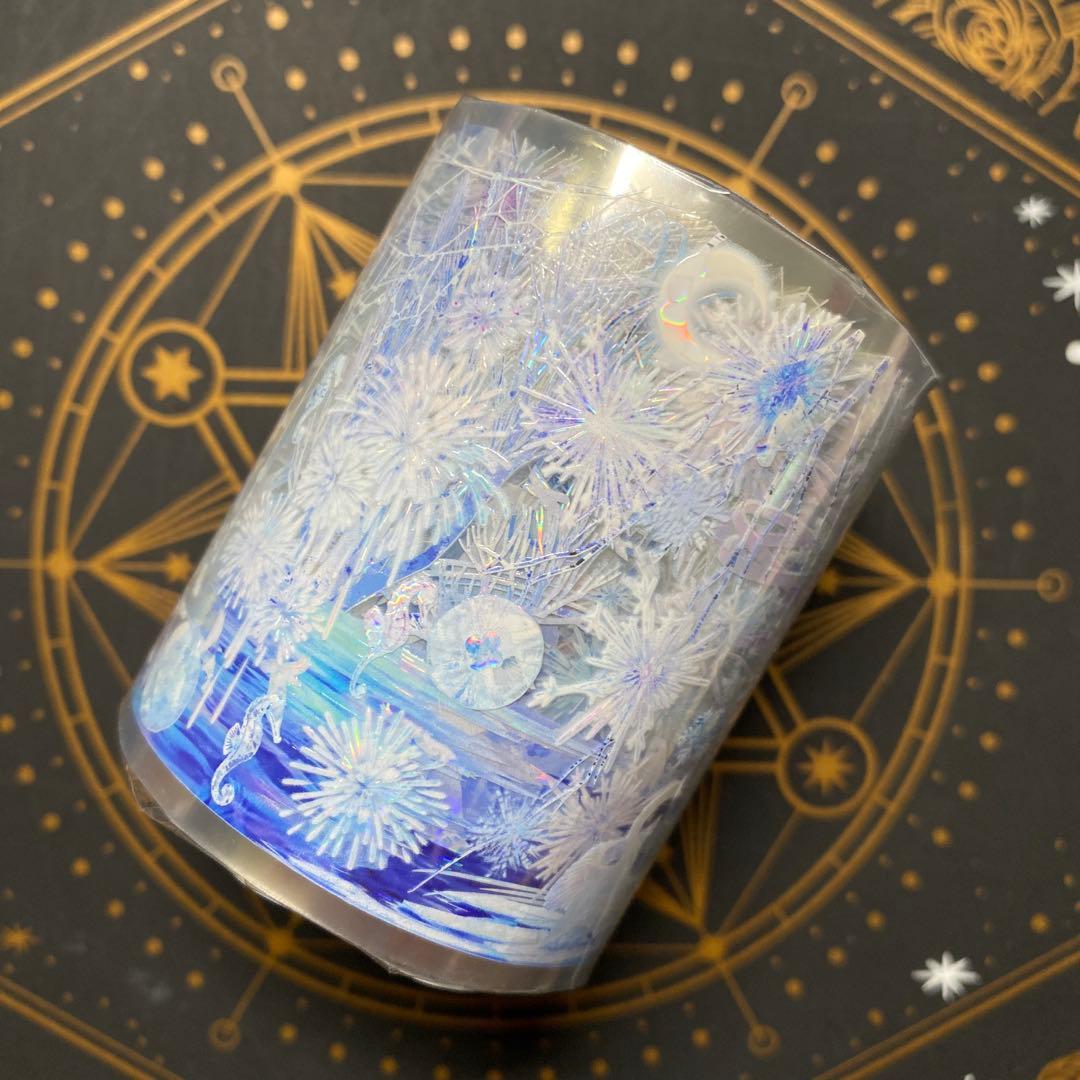 【9449】海外　3/5/巻　貝殻光マスキングテープ　　冬景色　網　装飾背景系