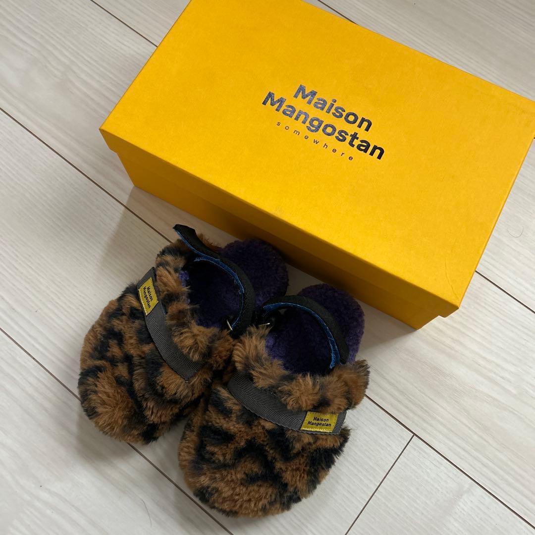 Maison Mangostan レオパード柄 ファーサンダル　17cm