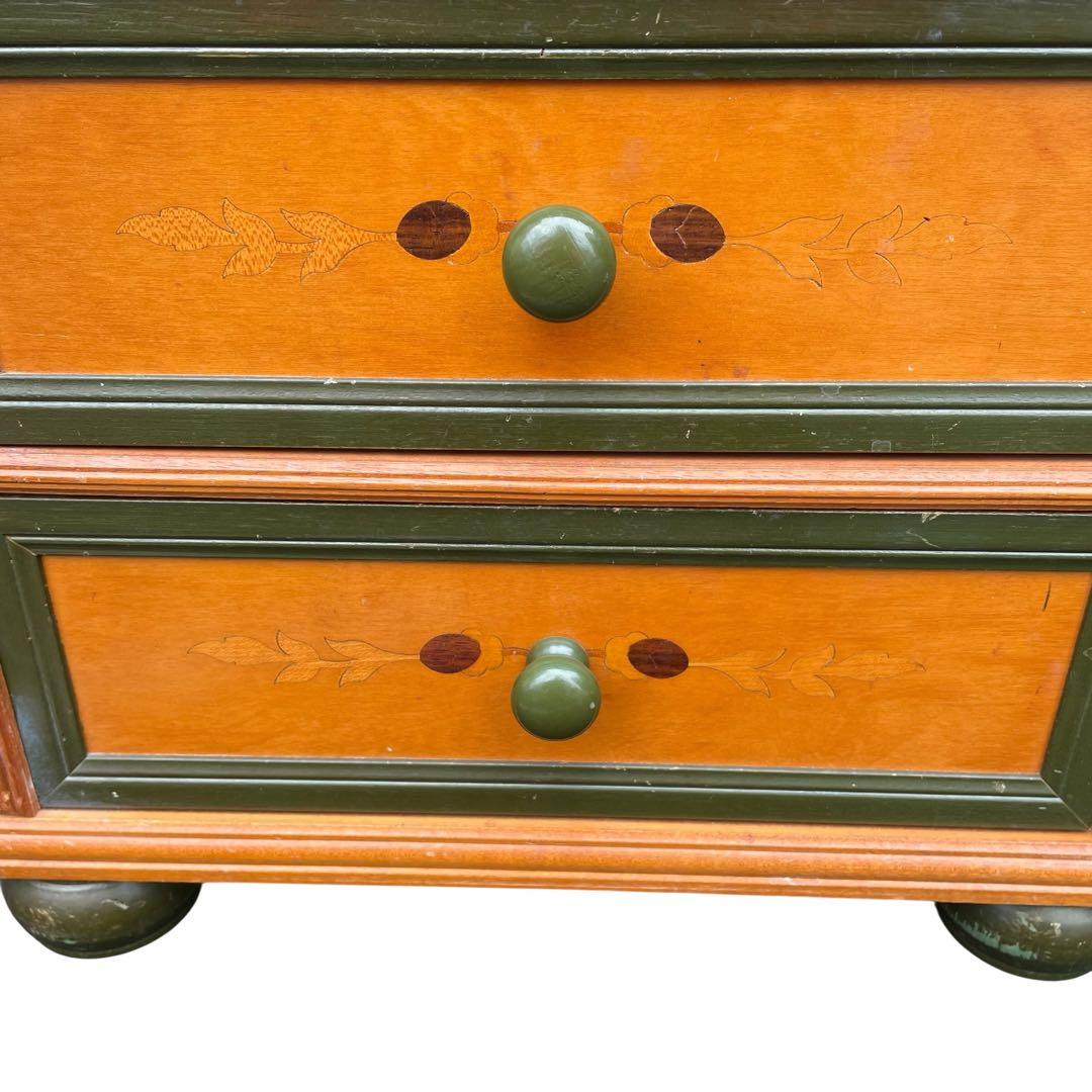 イタリア家具　電話台　3段チェスト　象嵌　アンティーク　花台　FAX台　北欧