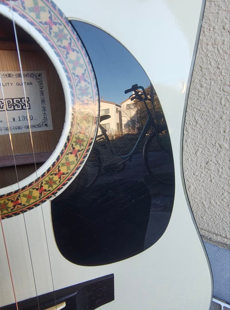 経年 超美品 昭和レトロ 白いギター Excess W-1300 PU付エレアコ