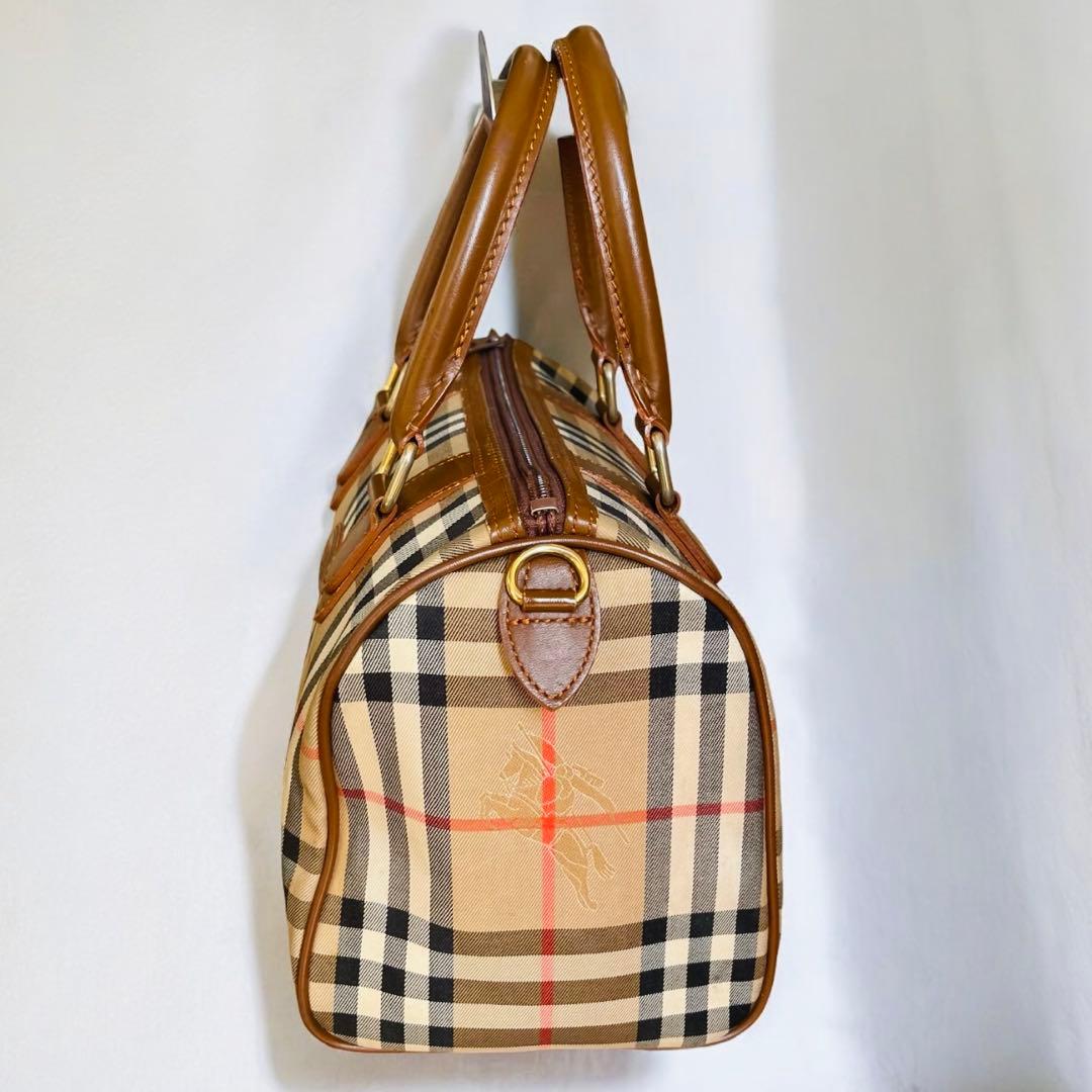 希少　月桂樹　バーバリーズ ハンドバッグ ミニボストン ノバチェック キャンバス