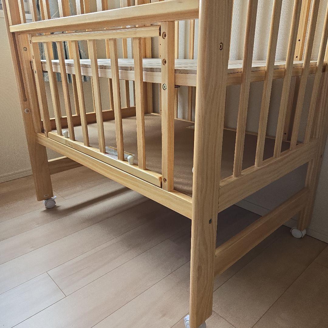 KATOJI木製ミニベビーベッド/ハイシート/キャスター/収納付き