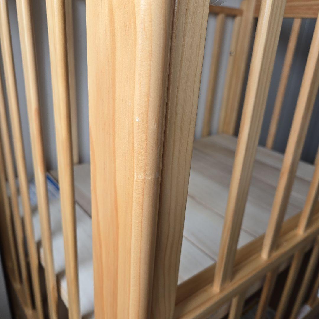 KATOJI木製ミニベビーベッド/ハイシート/キャスター/収納付き