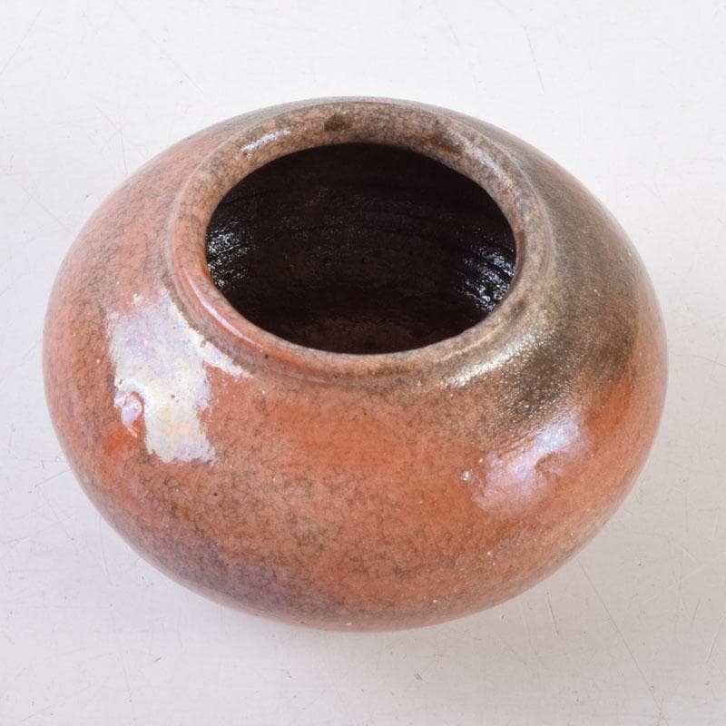 茶道具　一休庵　中村道年造　赤楽茶入　仕覆付　共箱　N　8700