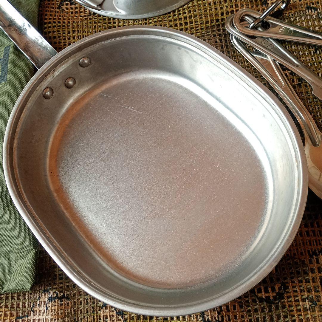 【米軍放出品】メスキットパン＆カトラリー（フォーク、ナイフ、スプーン/各1個）