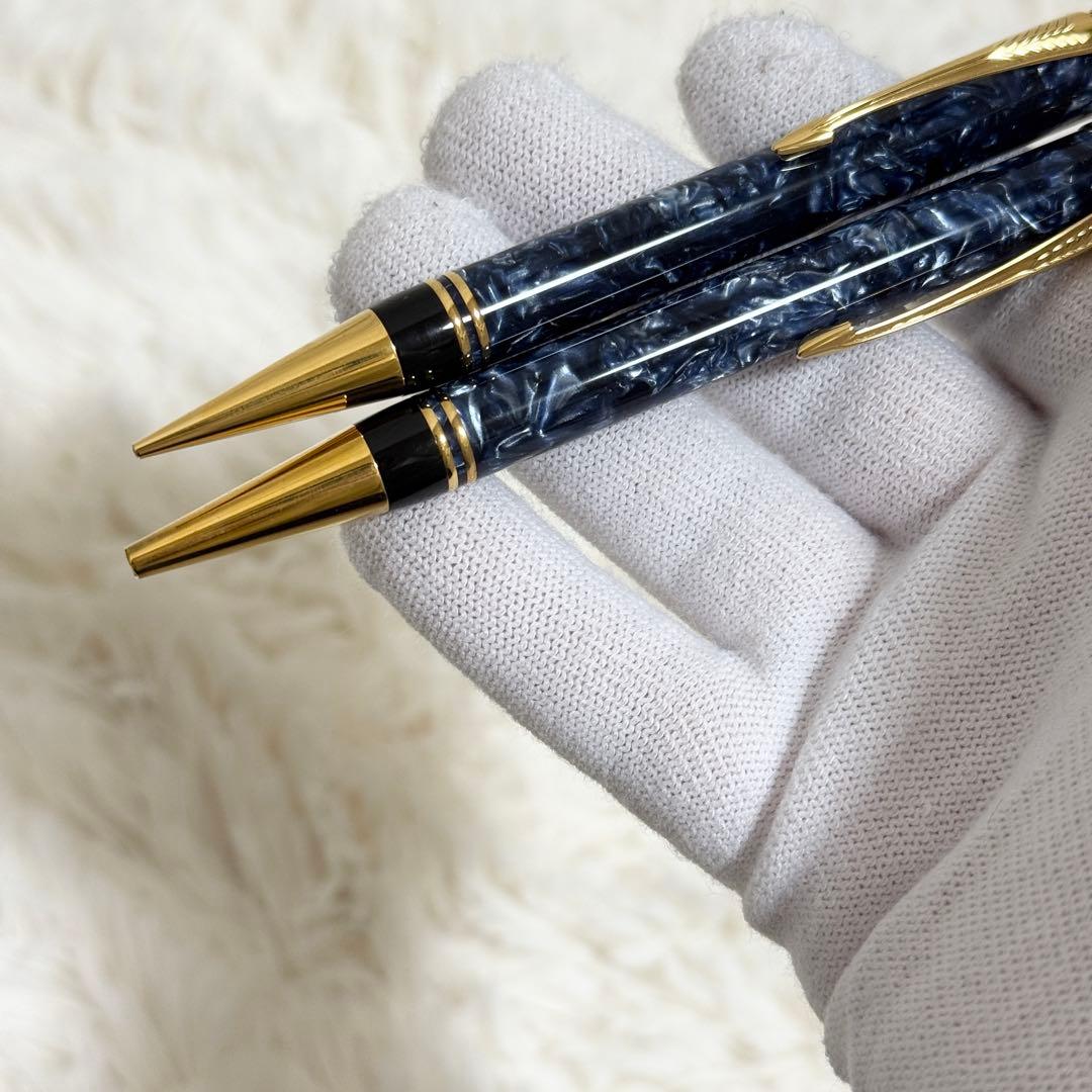 【美品】付属品多数　パーカー　デュオフォールド　マーブルブルー　2本セット