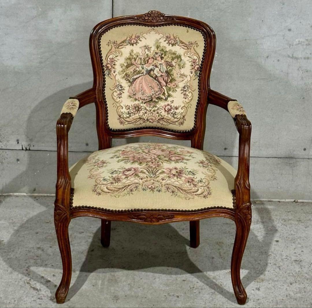 ✦王室気分✦ ロココ調アンティーク 輸入家具 アームチェア サロンチェア　女王様