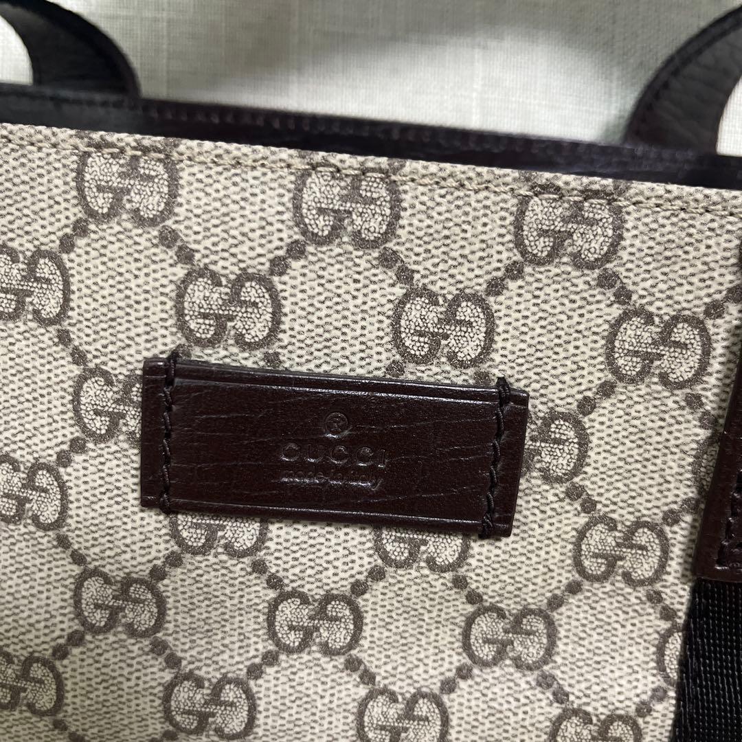 GUCCI グッチ PVC トートバッグ GG柄 レザー ブラウン ハンドバック