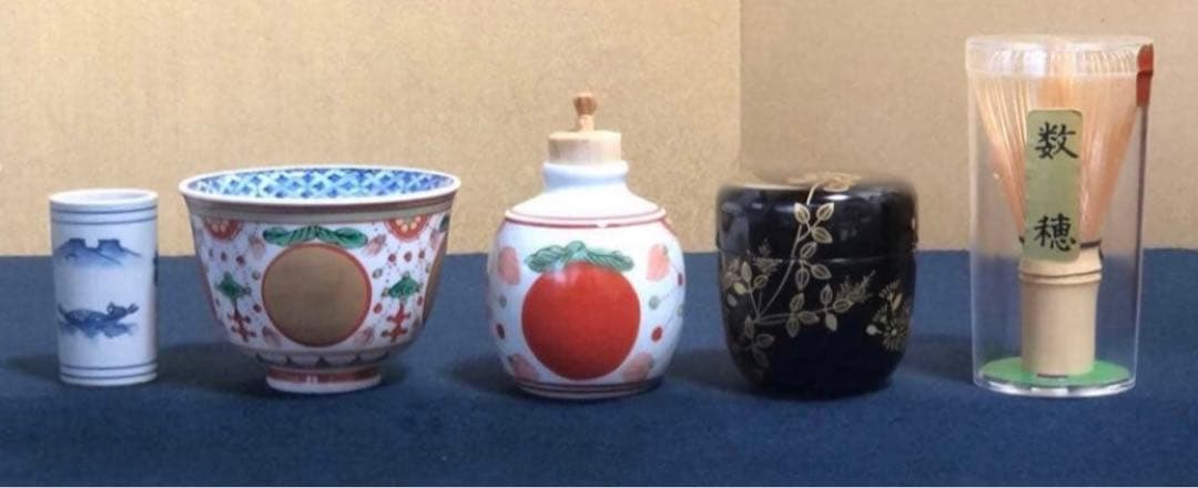 《R》茶道具 蒟醤 茶箱 お茶道具5点付 木製漆器　260202く3