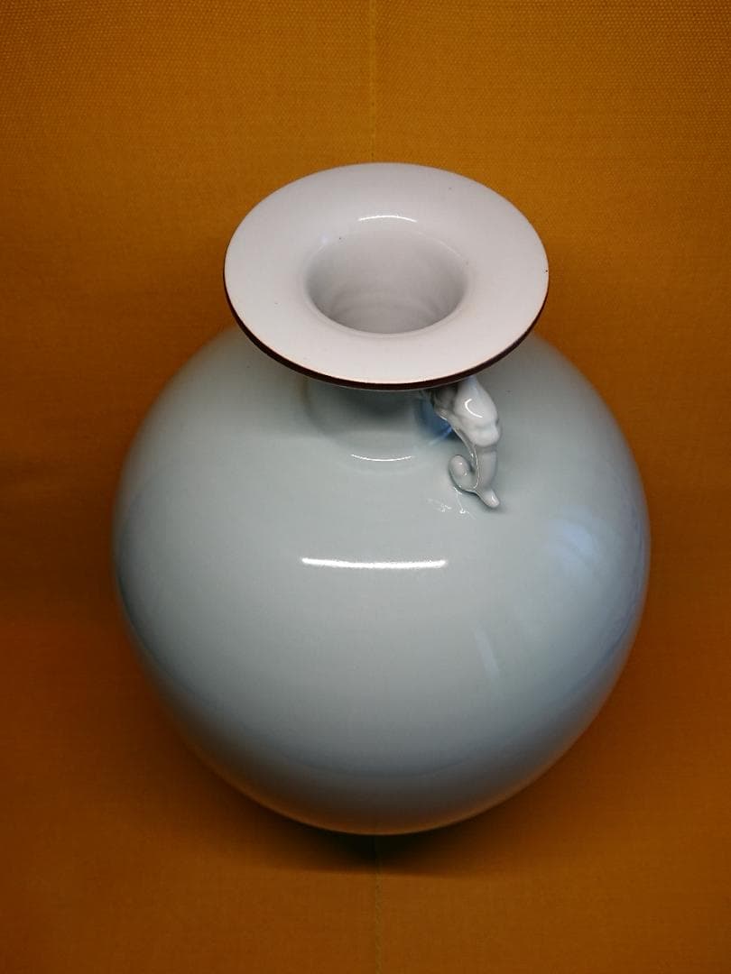美品　花瓶　壺　青磁　骨董　置物　インテリア　工芸品　美術品　A3150