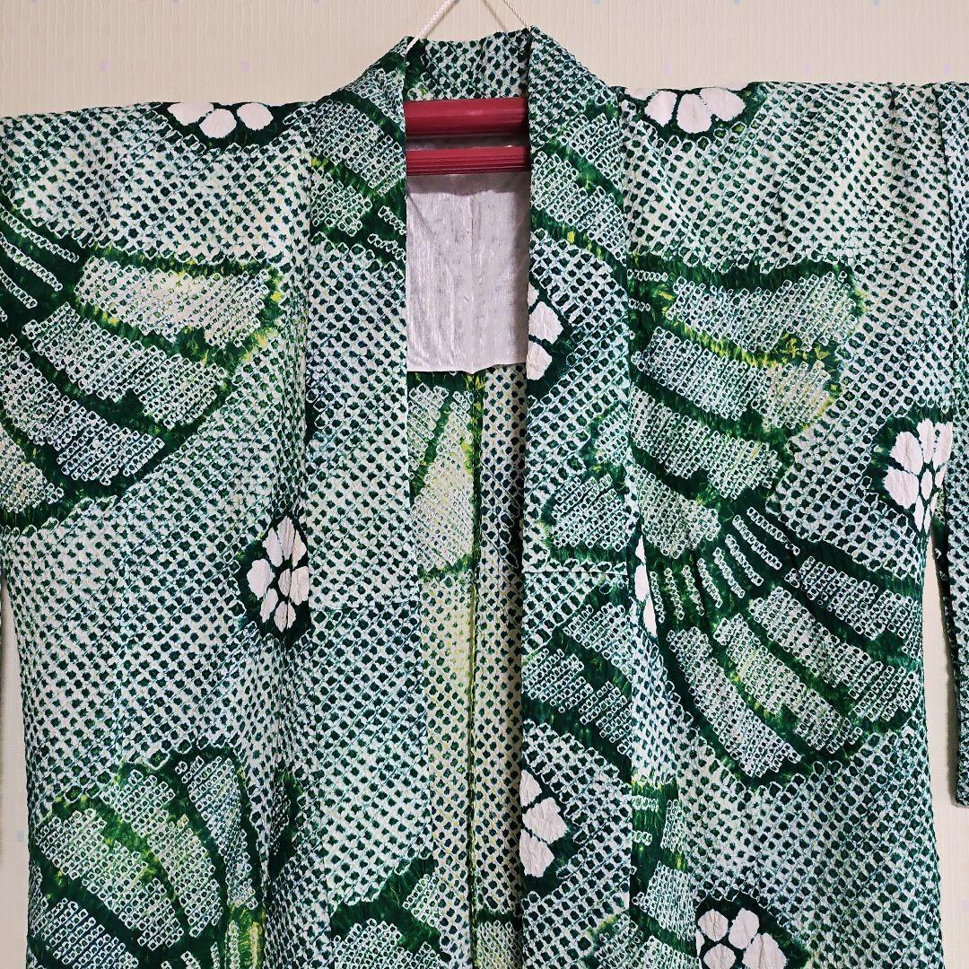 有松絞り 浴衣 緑 グリーン