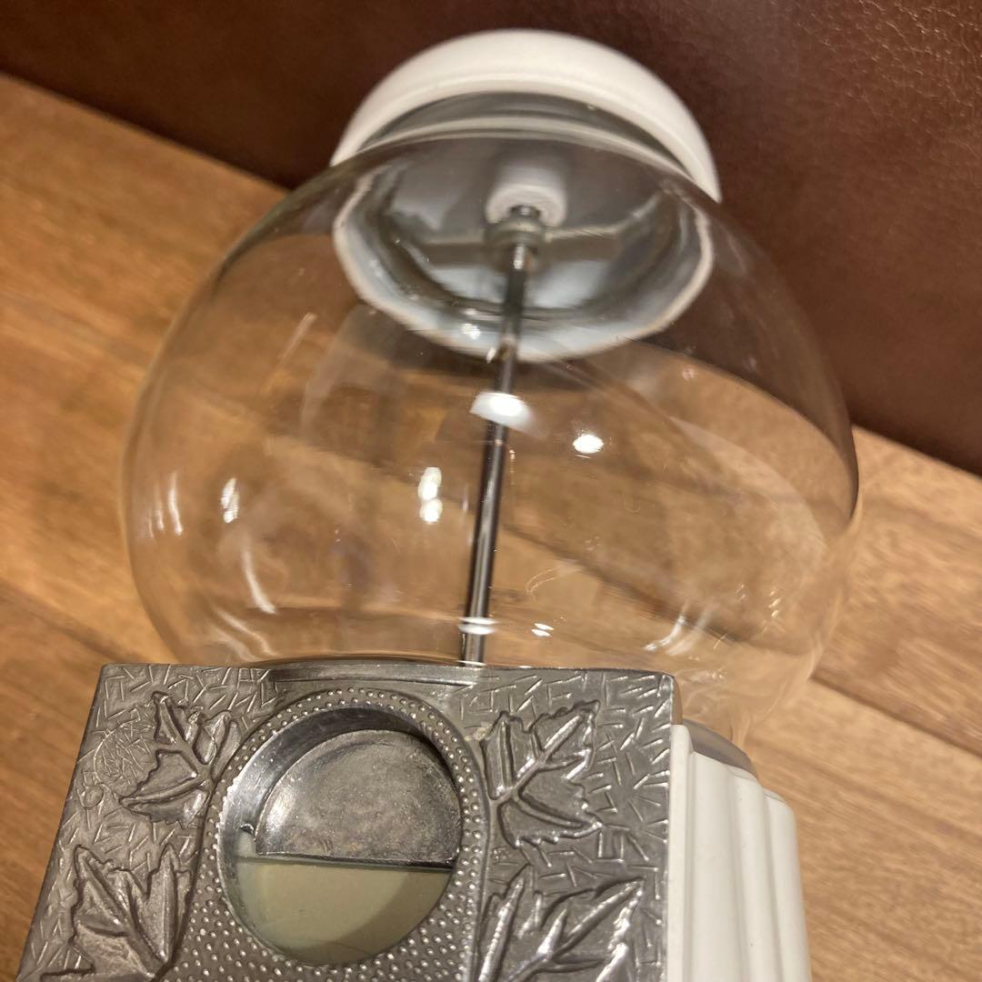 USAヴィンテージ　ガムボールマシン　白　金属製　ガラス　貯金箱　アメリカン雑貨