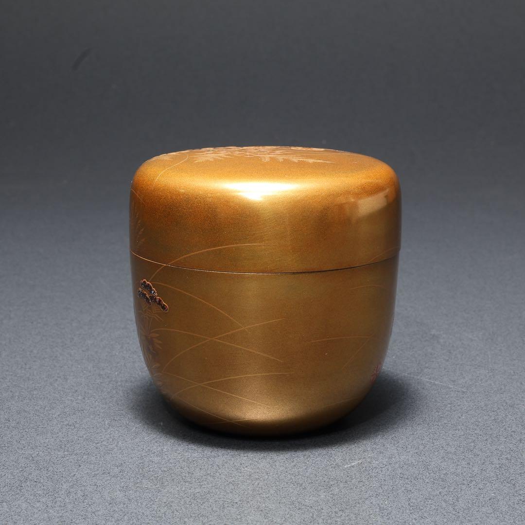 棗　秋草文　清水宗水　金蒔絵　共箱　R1690