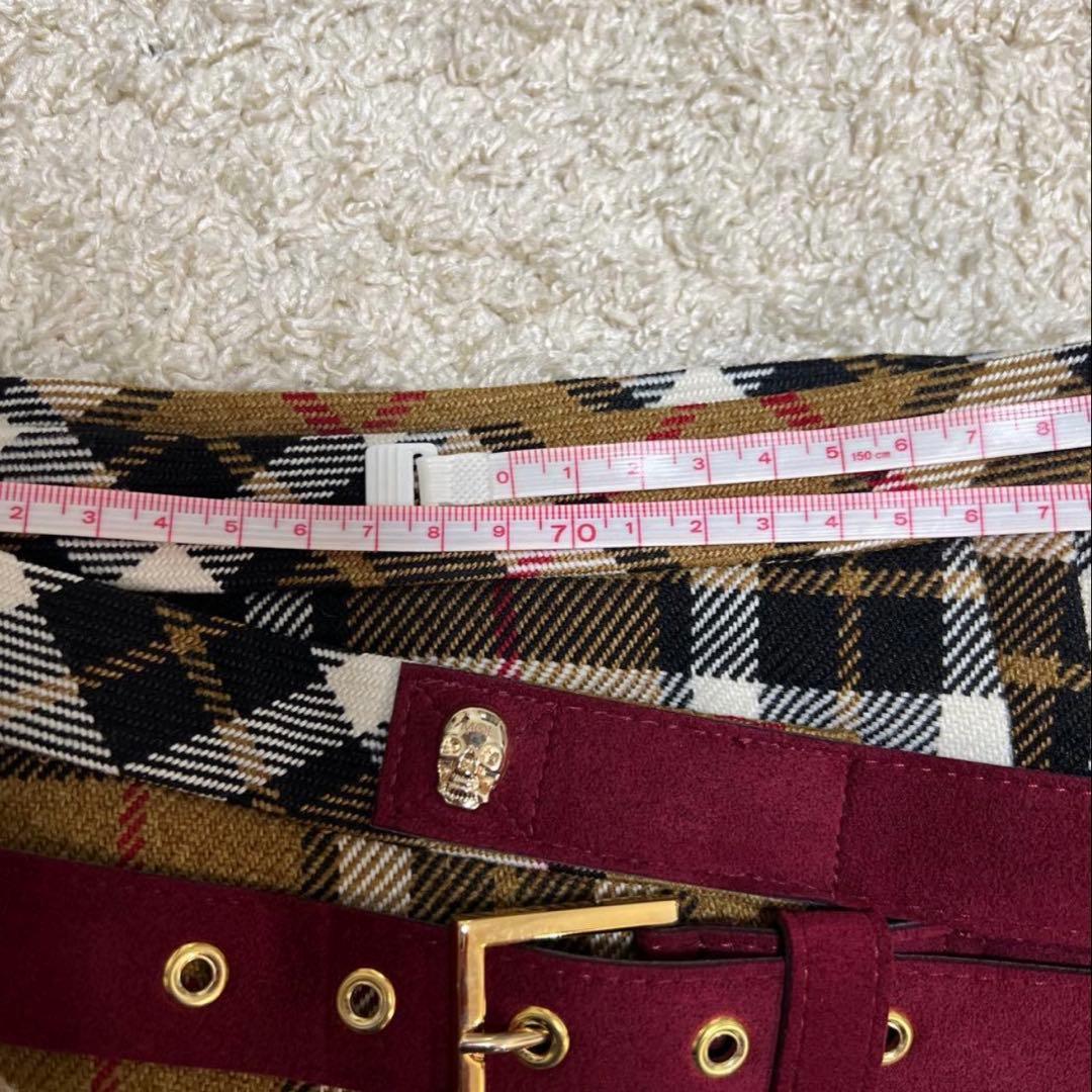 MARK & LONA チェック柄ロゴ入りスカート