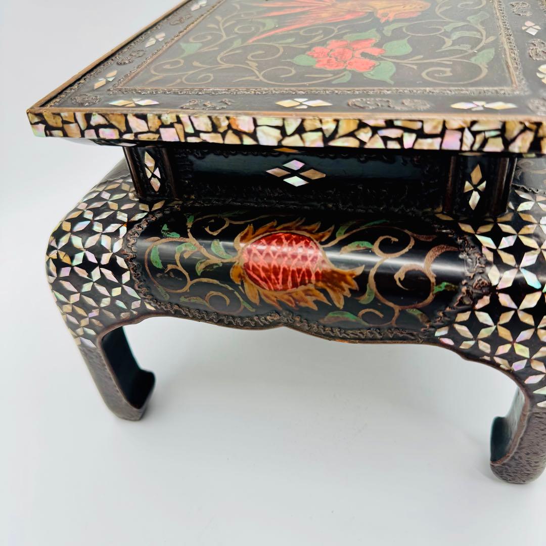 【中国美術　螺鈿青貝香炉台　花台　香台】骨董　アンティーク　インテリア