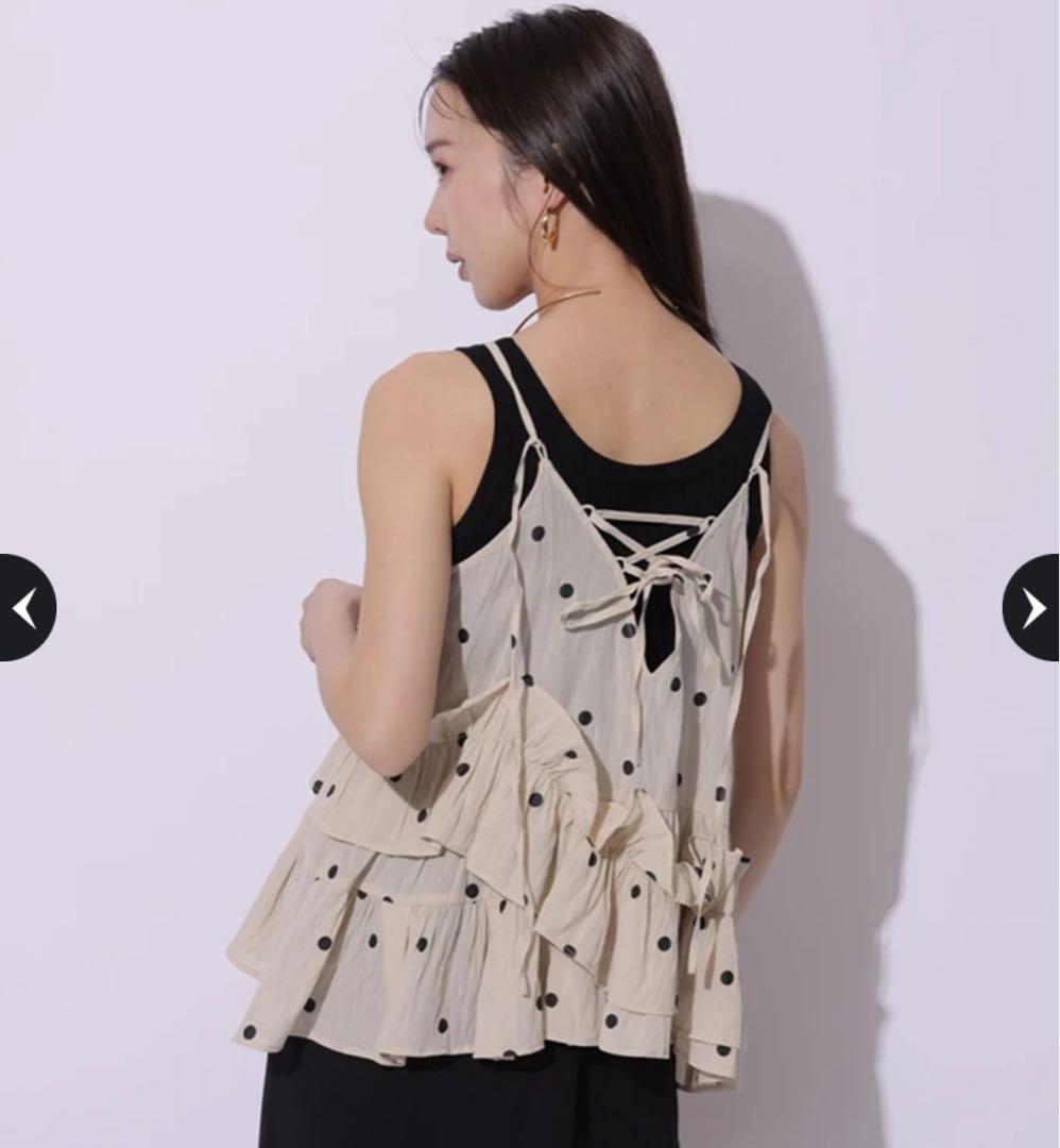 新品同様 Mystrada フリルティアードキャミ+メッシュ ニット 2点付き