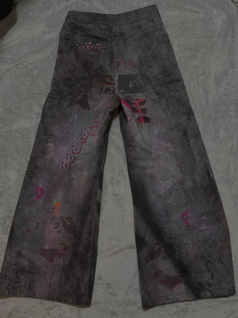 STARTEXCEEDEND グラフィック　ワイドレッグデニム