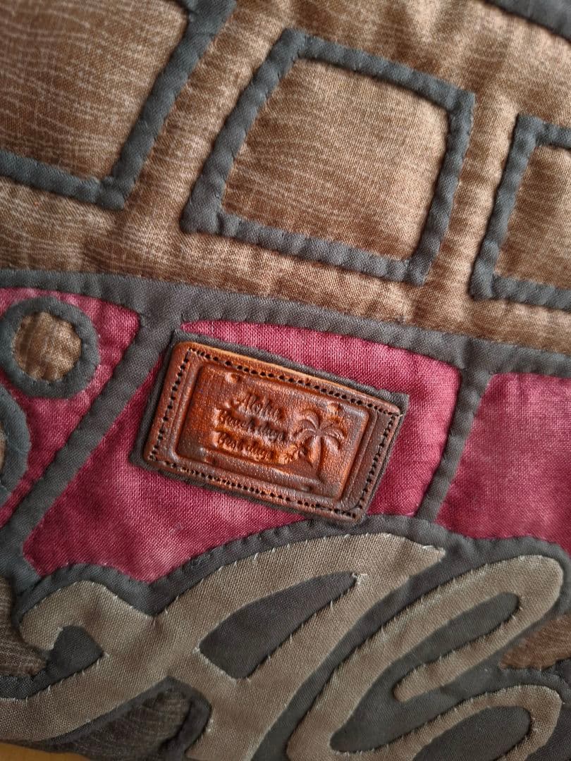 最終お値下げ　ハワイアンキルト　横長　バッグ　バス　2WAY　革タグチャーム付