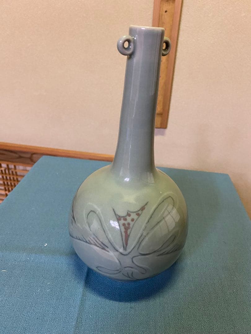 茶道具/花入 高麗青磁 黄鍾九 共箱