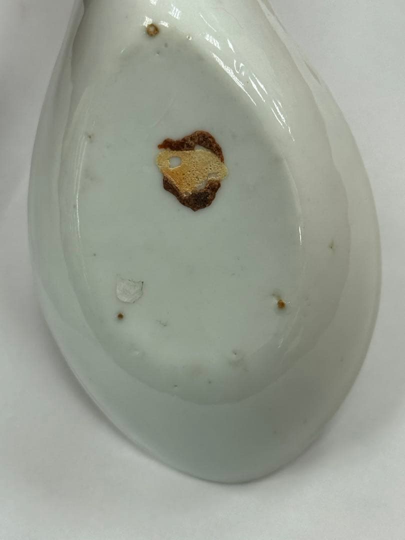 中国　清時代　胭脂紅釉山水紋レンゲ　アンティーク　送料込み250914