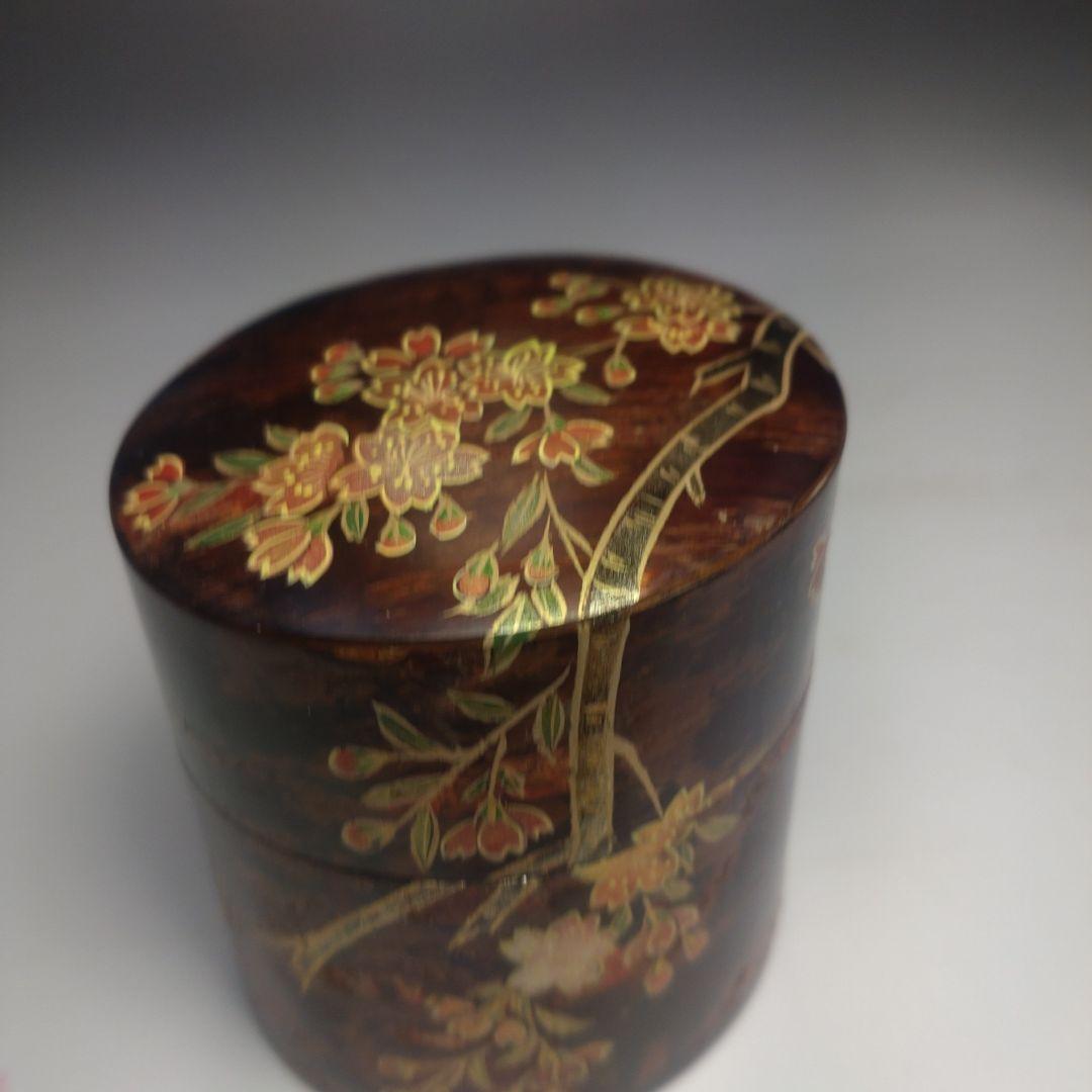 イ125 棗『佐々木麗峰』『桜蒔絵　桜の木　中次棗　共箱』茶道具