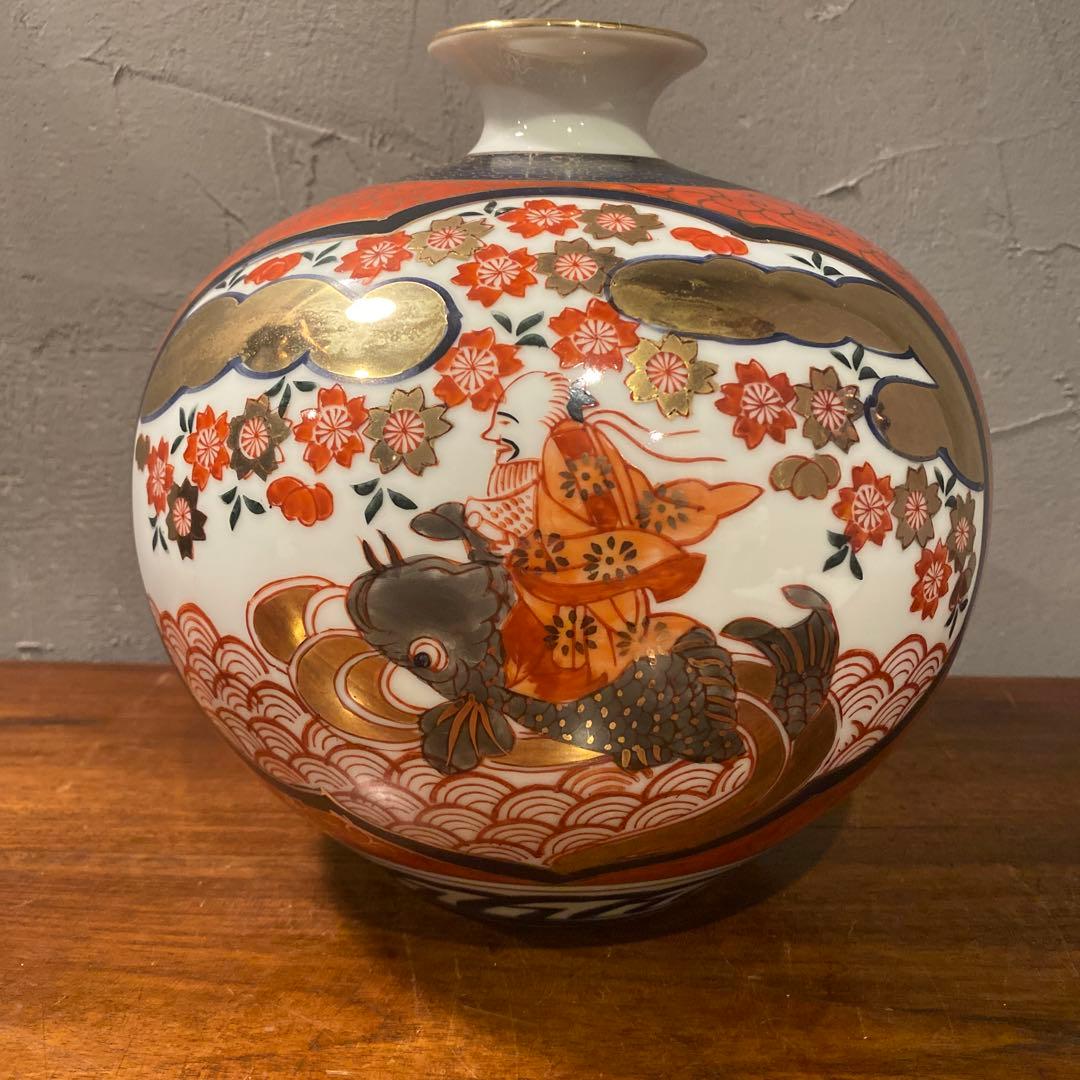 伊萬里 丸壺 骨董品 赤絵 呉須 花瓶 花器 コレクション 古伊万里様式