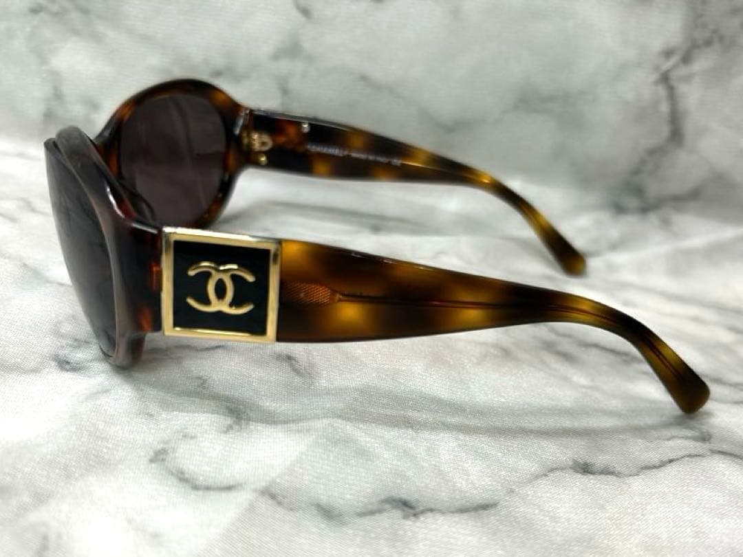 シャネル CHANEL サングラス サイドロゴ付き べっ甲 ブラウン系