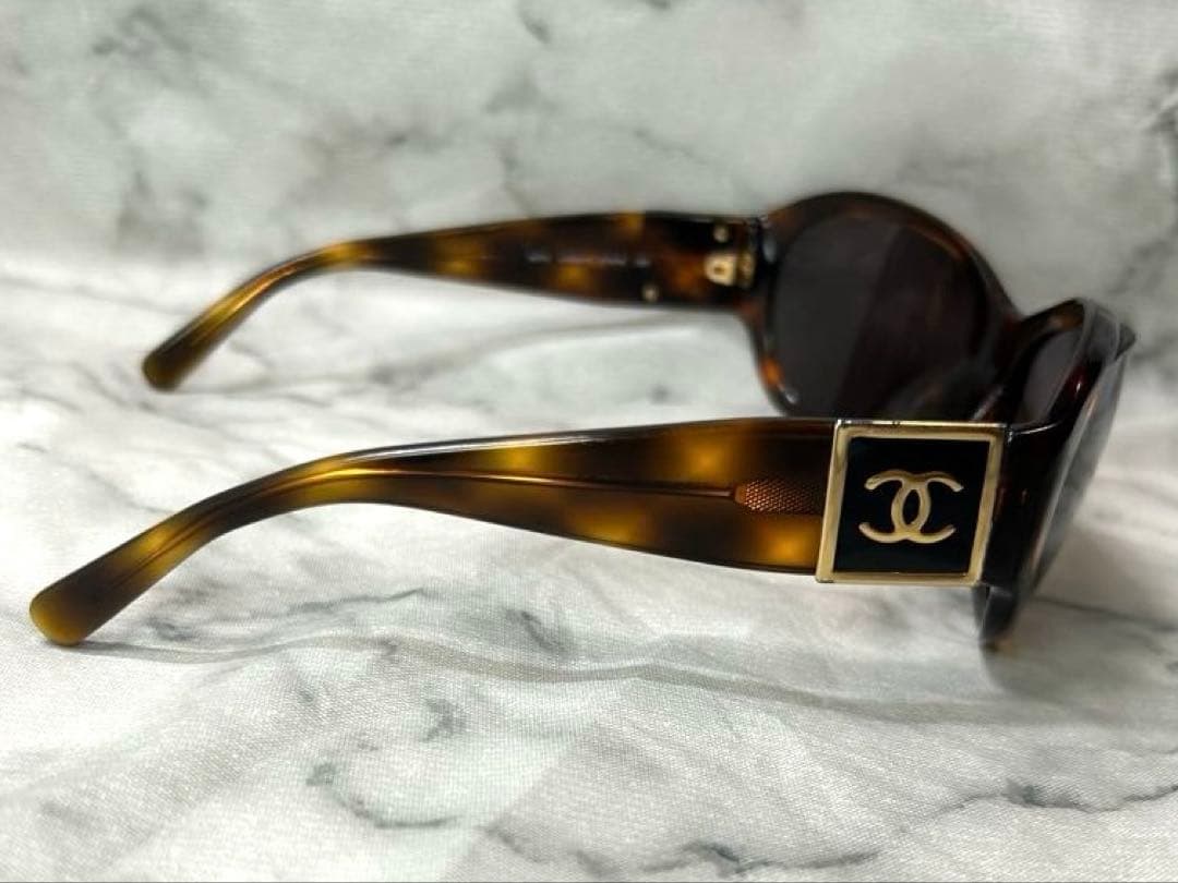 シャネル CHANEL サングラス サイドロゴ付き べっ甲 ブラウン系