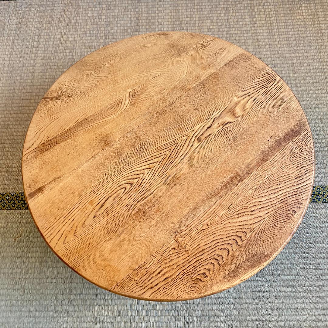 昭和レトロ ちゃぶ台 丸テーブル 無垢材 古民家 和家具 ローテーブル ②