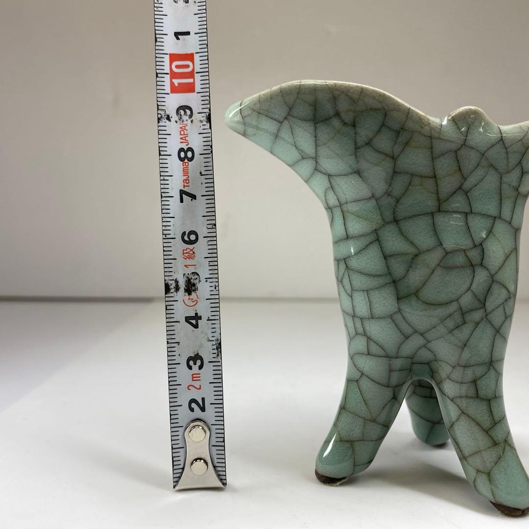 専用　中国古窯　哥窯青磁ひび焼　爵　高さ9.5㎝　東な7-0329☆2F