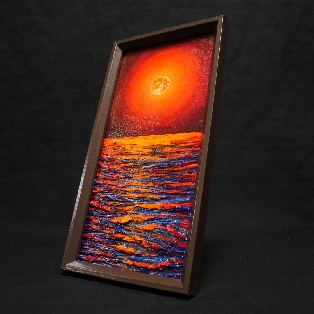 油絵 油彩 油彩画 絵 絵画 長方形ミニ絵画【神秘的な夜】