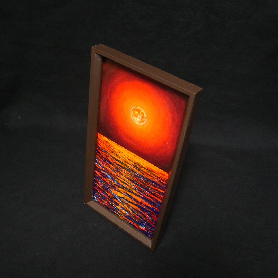 油絵 油彩 油彩画 絵 絵画 長方形ミニ絵画【神秘的な夜】