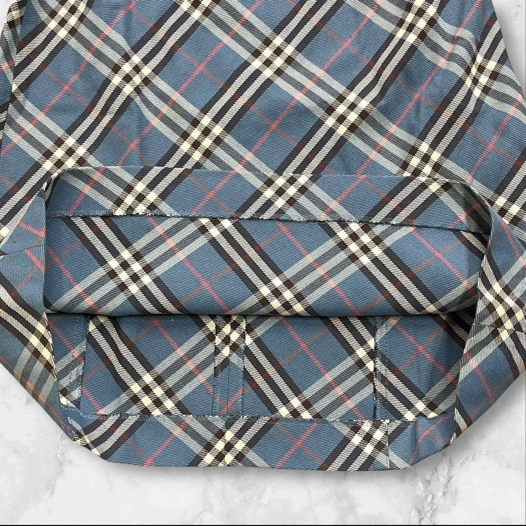 バーバリーブルーレーベルシャツワンピース 38 ブルー ノバチェック ベルト