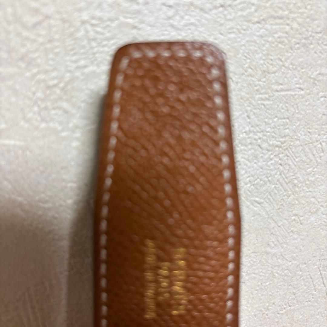 本日まで！新品HERMES レザーベルトリバーシブル ブラック　ゴールドH 75