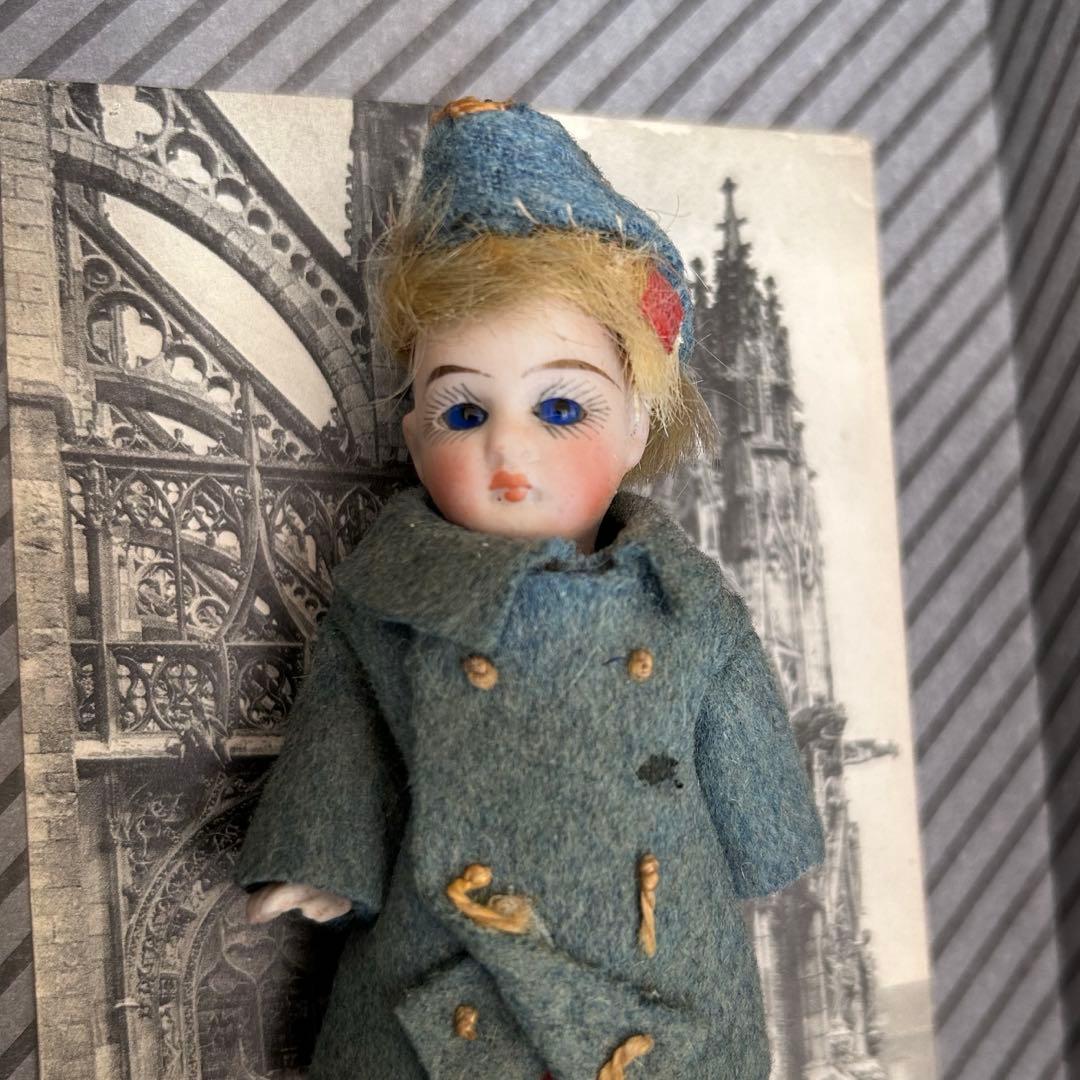 アンティーク ミニョネットドール ビスク11cm フランス兵風 オリジナル衣装