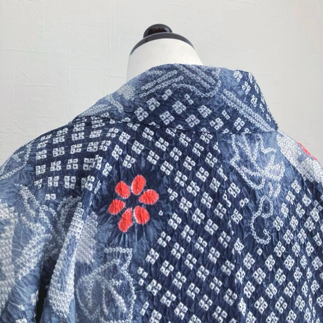 有松鳴海絞り　絞り浴衣　グレー　暈し　手縫い身丈162cm No.1-100