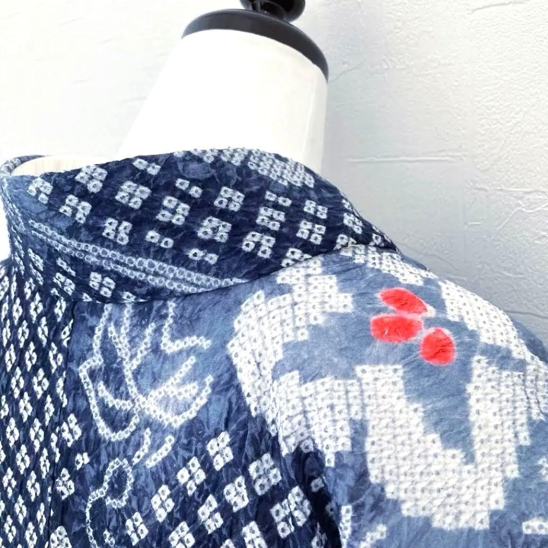 有松鳴海絞り　絞り浴衣　グレー　暈し　手縫い身丈162cm No.1-100