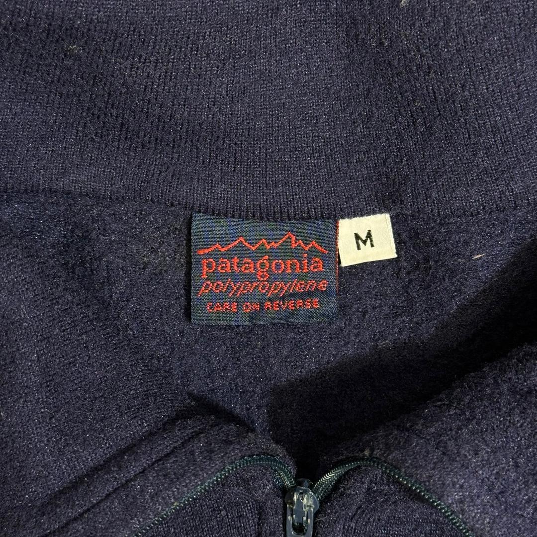 80s デカタグ Patagonia パタゴニア ネイビー　パイル DM848