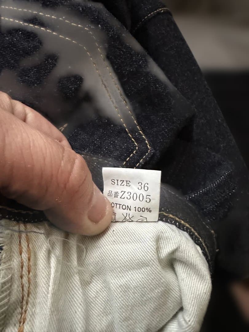 【美品】フラットヘッド Z3005 W36 濃紺 裾上げなし 新品ワンウォッシュ